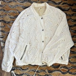 Free People Daisy Jane Lace Bomber Jacket